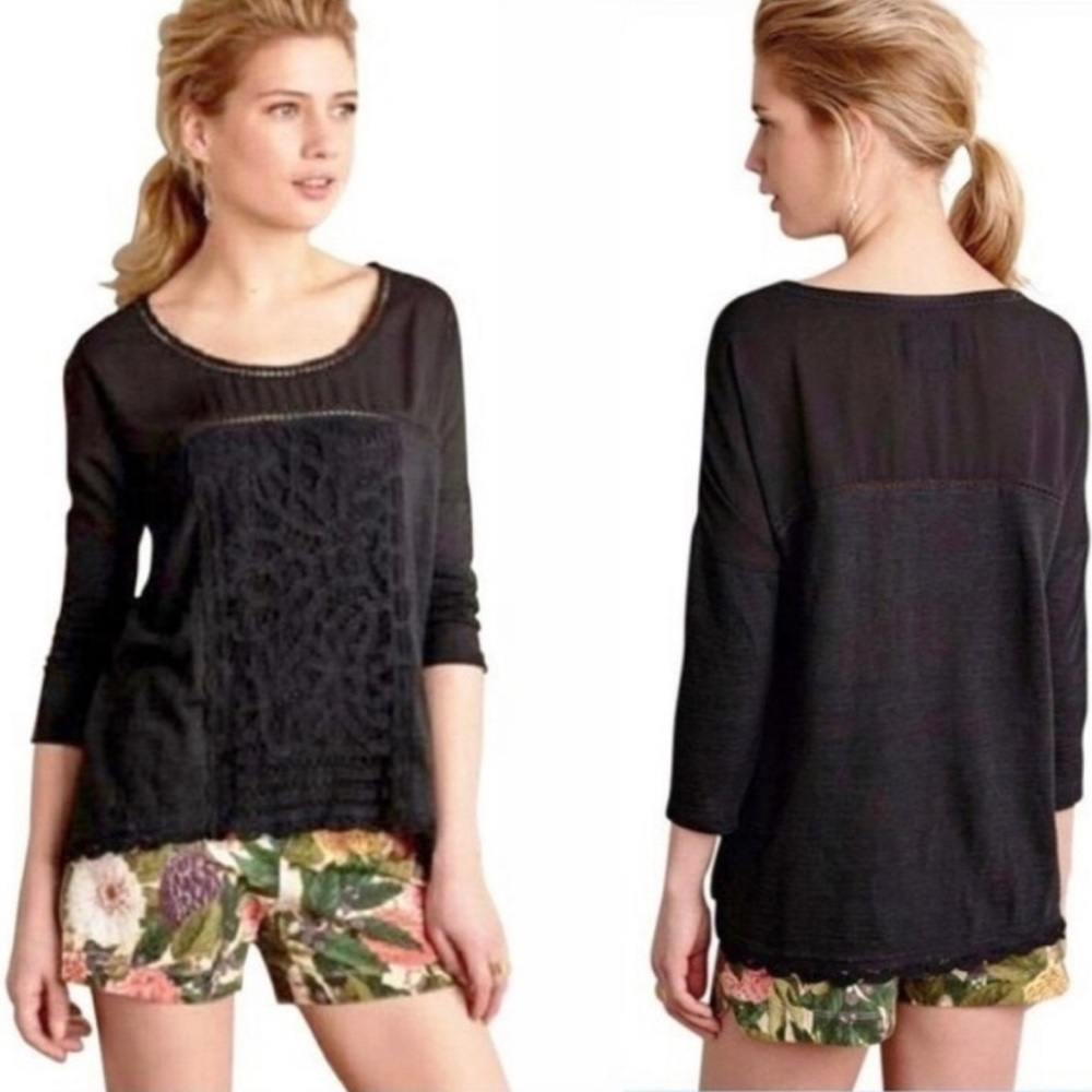 Anthropologie Meadow Rue Tayrona black lace blouse